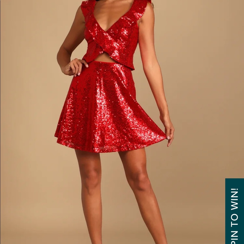 Lulu’s red sequin dress xs new with tag